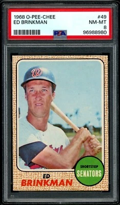 1968 Topps O Pee Chee Baseball #49 Ed Brinkman PSA 8 casi nuevo-como nuevo Washington Senators Foto 1 de 2