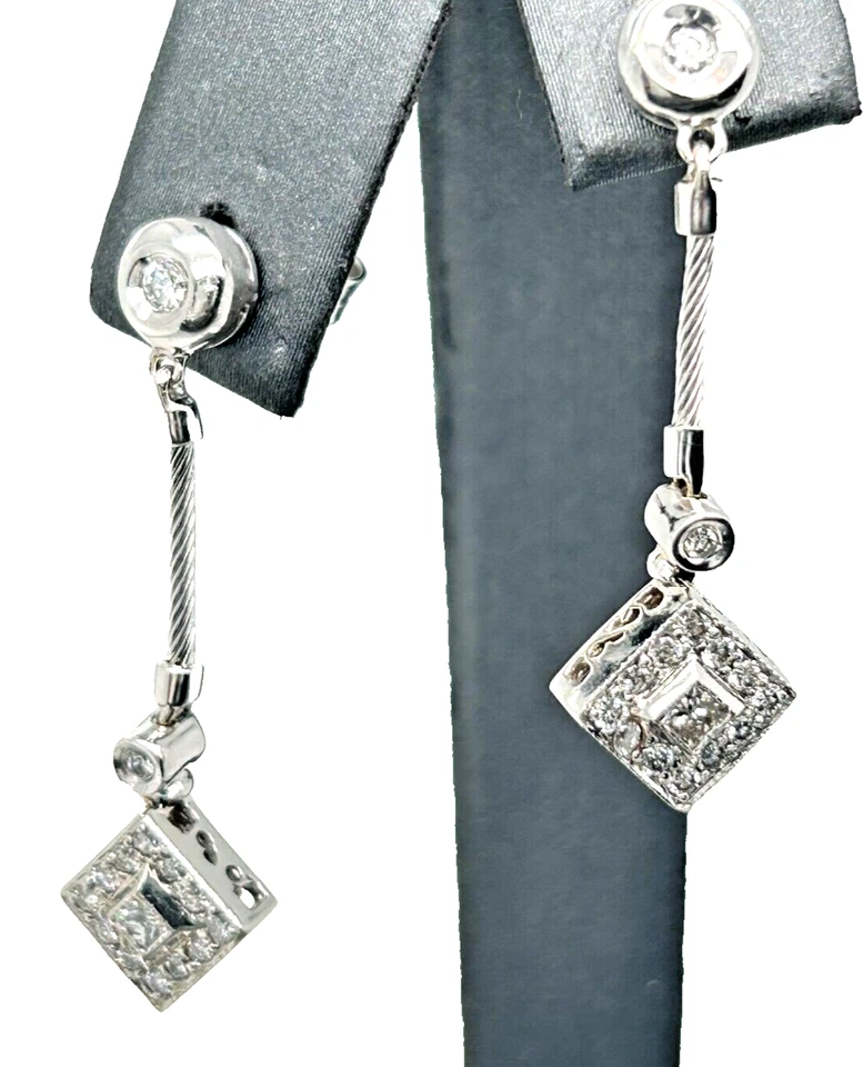 Pendientes Charriol de diamantes de oro blanco de 18 quilates Foto 1 de 1