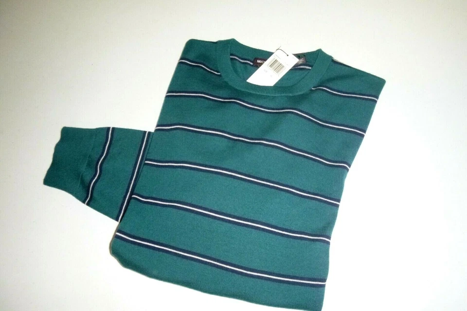 michael kors suéter de punto merino extra fino cuello redondo diseñador para hombre -XL -VERDE Foto 1 de 4