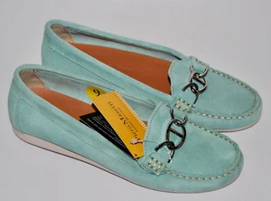 NIB Piero Masetti Women's Mint Green Suede Driving Loafers sz 8 PLEASE READ - Picture 1 of 13