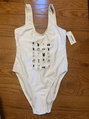 Traje de baño blanco One Peace Emoji Scoop talla pequeña Foto 1 de 4