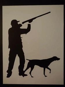 Mann Jagd mit Hund Bluthund Entenjagd 8,5 x 11 individuelle Schablone KOSTENLOSER VERSAND - Bild 1 von 1