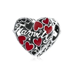 Family Love Herz Charm Bead Echt 925 Sterling Silber 💖 - Bild 1 von 9