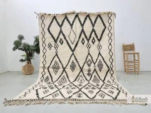 MADE TO ORDER -Moroccan Handmade Beni Ourain Rug Wool Berber Geometric White Rug - Picture 1 of 9