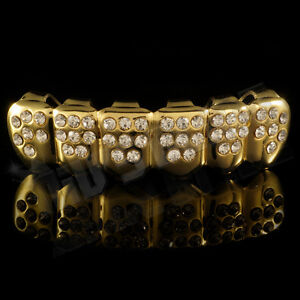 14K Gold Plated Bling Out ICED CZ Teeth GRILLZ New Bottom Tooth Cap Mouth Fronts
