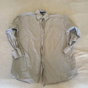 Tommy Hilfiger Mens 16.5 White Black Checkered Casual Button Up Dress Shirt - Picture 1 of 6
