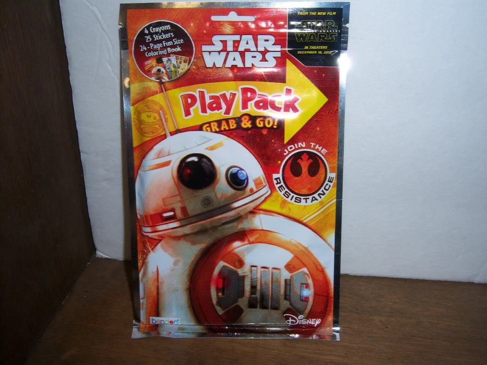 2 Lot Disney Star Wars Play Pack Grab & Go Bb8 Coloring Book Stickers Crayons
