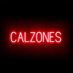 Insegna SpellBrite CALZONES | Insegna Neon Calzones Look, Luce LED | 31,2" x 6,3" - Foto 1 di 11