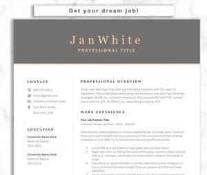 Resume Template, Cover letter , US Letter CV ,Executive Resume CV, Word files #2 - Picture 1 of 7