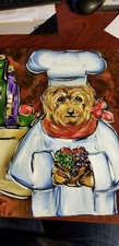 Original Canvas Painting Yorkie Chef 11"×14"