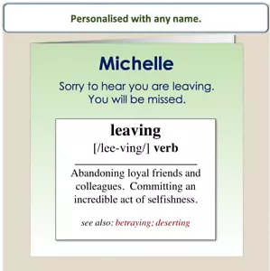 Sorry You Are Leaving Karte You're New Job Viel Glück, wir werden Sie vermissen DEFINITION - Bild 1 von 6