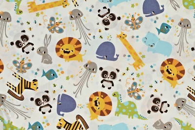 Tela de algodón por yarda Animals Zoo 36""x44"" Foto 1 de 2
