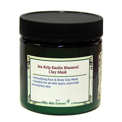 Sea Kelp Kaolin Rhassoul Clay Facial Body Detoxify Mask + Brush Detox Spa Masque - Image 1 of 2
