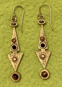 Vintage Retired Patricia Locke Gold Plated Swarovski Crystal Dangle Earrings - Picture 1 of 9