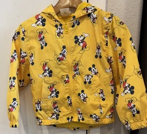 Disney Mickey Mouse AOP Full Zip Hoodie Jacket Yellow Youth Size 5/6 - Picture 1 of 6