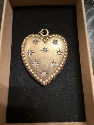 Золотой медальон с сердцем из 14-каратного золота и бриллиантов - Изображение 1 из 4