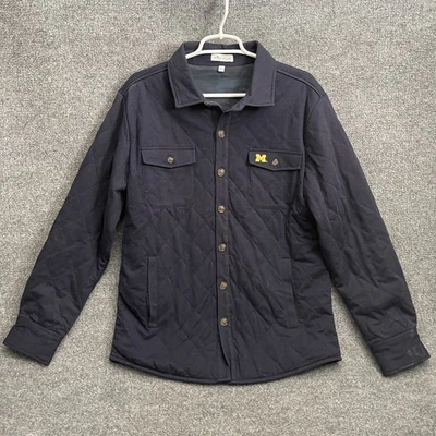Peter Millar Michigan University Quilted Shacket Men’s Sz M Blue Button Up - Image 1 of 4
