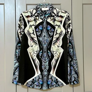 Camicetta PETER PILOTTO J seta con colletto e bottoni blu nera donna taglia US 8 - Foto 1 di 11