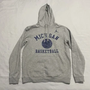 Nike Jordan Michigan Wolverines Fleece Pullover Hoodie Gray Men’s Large - Picture 1 of 9