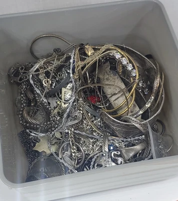 Enorme lote de joyas rotas/hallazgos/cadenas de plata de ley 925 412 g/14 oz Foto 1 de 4