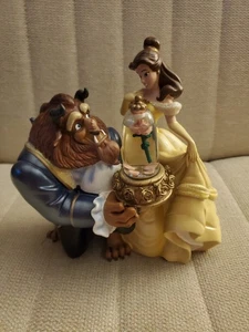 Vintage Disney Beauty & Beast Belle Snow Globe Music Box w/ Rose in Dome - Picture 1 of 6