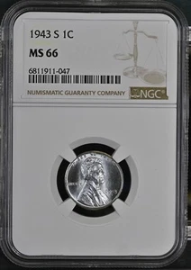 1943-S 1C  Lincoln Wheat One Cent NGC MS66   6811911-047 - Picture 1 of 2