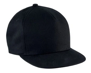 Black Wool/Poly Baseball Cap Peak Vintage Style Snapback Adjustable Size Thermal - Picture 1 of 5