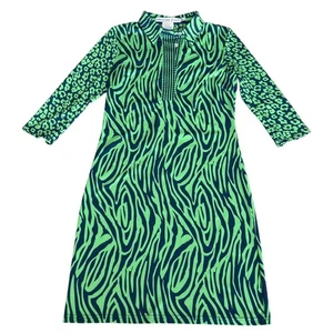 Gretchen Scott Everywhere Jersey Dress Animal Print Collared 3/4 Sleeve   Sz XS - Picture 1 of 9