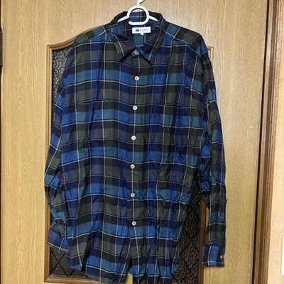 Issey Miyake длинным рукавом чек рубашка собирает синий зеленый размер L б/у - Изображение 1 из 4