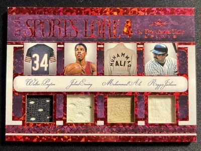 2022 Leaf ITG Lore 4 Walter Payton Erving Muhammad Ali Jackson Quad Relic /30 - Image 1 of 3