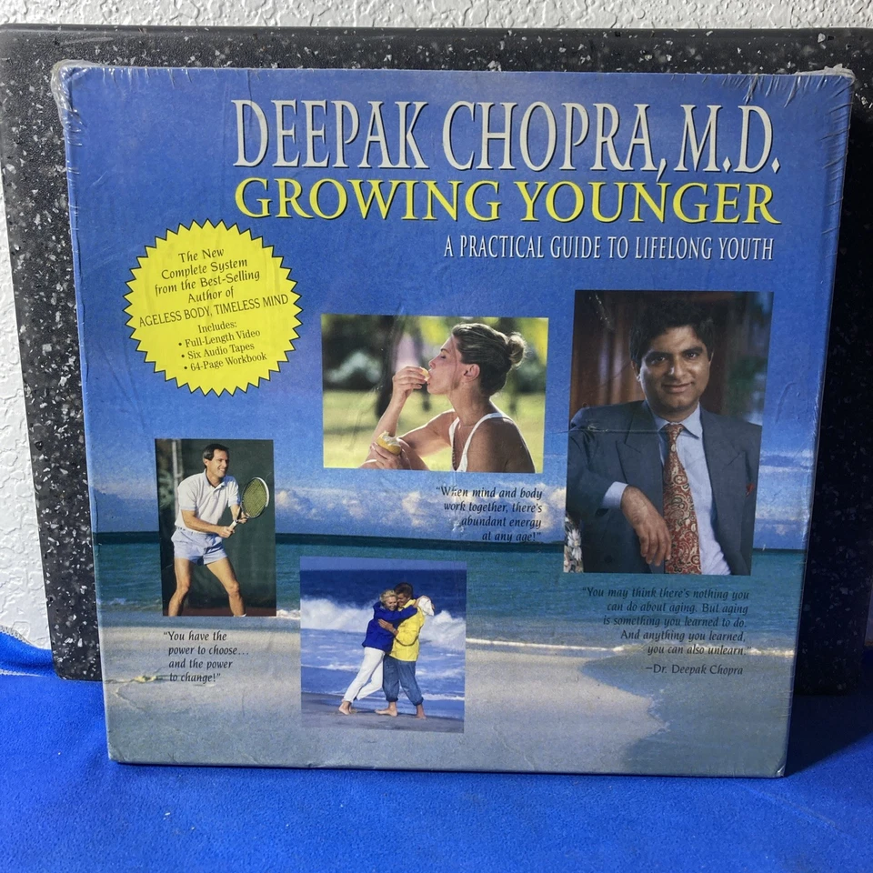 DEEPAK CHOPRA Growing Younger Guide to Lifelong Youth cassettes VHS book BOX SET - Image 1 of 4