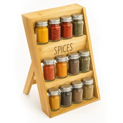 Portaspezie cucina bamboo bambu legno mensole organizer supporto 4 ripiani  - Immagine 1 di 4