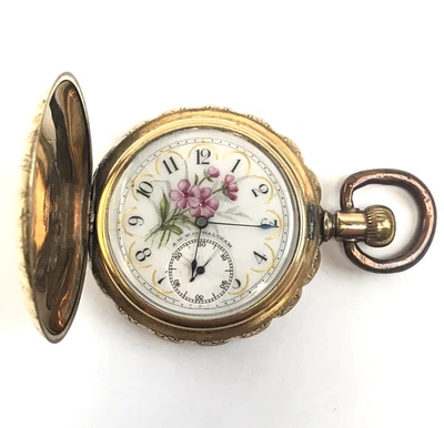 Antique Waltham Gold-Filled Full Hunter Pocket Watch, Painted Grade J 6s 7-Jewel - Image 1 of 4