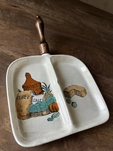 Vintage MCM Mykolo handbemalt Keramik geteilt Tablett mit Henkel Schweden 50er Jahre RAR - Bild 1 von 9