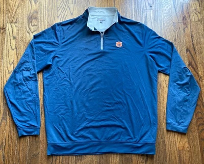 Peter Millar Auburn University Pullover Mens Size XL 1/4 Zip Blue Performance - Image 1 of 4