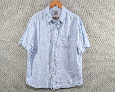 LL BEAN Men's Blue 100% Linen Short Sleeve Slightly Fitted Button Shirt XL - Image 1 of 4