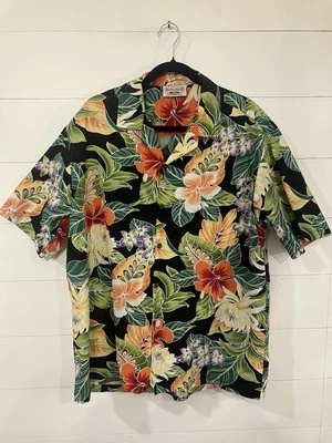 Vintage 80’s Pacific Legend Apparel Black Tropical Men’s Hawaiian Aloha Shirt L - Image 1 of 4