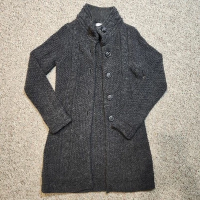 MUJER GRIS Kenar Suéter Cárdigan Abrigo Acrílico ALPACA Mezcla Costilla COLLAR TALLA PEQUEÑA Foto 1 de 4