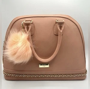 NWT BCBG Large Blush Bag with Gold Hardware and Pom Pom MSRP $779 - Picture 1 of 4