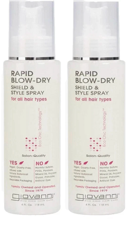 Protector y spray estilo secado rápido Giovanni para todo tipo de cabello 4 oz paquete de 2 Foto 1 de 3