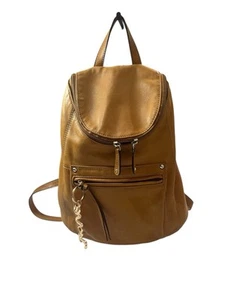 Vtg Tignanello Genuine Leather Small Backpack Solid Brown Shoulder Bag - Picture 1 of 15