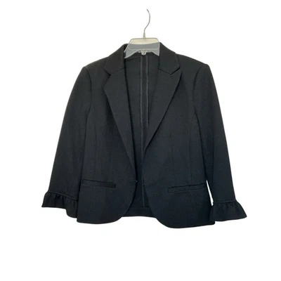 Blazer corto negro Amanda + Chelsea mangas con volantes bolsillos sintéticos talla 8 carrera Foto 1 de 4