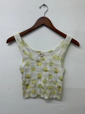Billabong Check The Palms Tank Beige Green Surf Top Hawaiian Ladies XS NWOT - Image 1 of 4