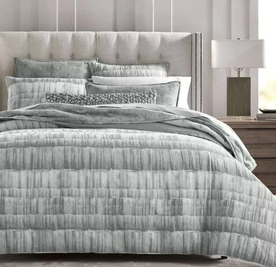 Bloomingdale's Hudson Park "Brushed Texture Stripe" F/Q Duvet & Shams, NWT - Image 1 of 4