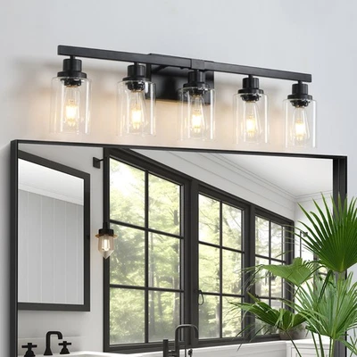 31 Inch 5 Lights LED Vanity Light Bathroom Mirror Wall Lamp Black Modern Fixture - Image 1 of 4