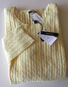 NWT Magaschoni Neiman Marcus Women's Yellow Cotton Crewneck Sweater sz L FS - Picture 1 of 4