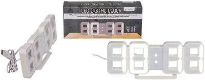3D LED Digital Clock with Alarm Function, Date and Temperature Display White - Image 1 of 3