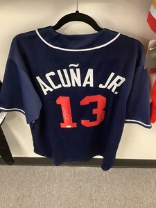 RONALD ACUNA JR ATLANTA BRAVES CUSTOM AUTOGRAPHED JERSEY JSA CERTIFIED - Picture 1 of 3
