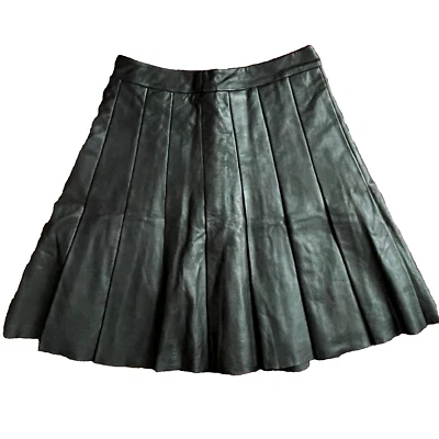 Halogen Nordstrom Sexy Womens Petite Pleated Soft Lamb Leather Skirt Size 2p - Image 1 of 4