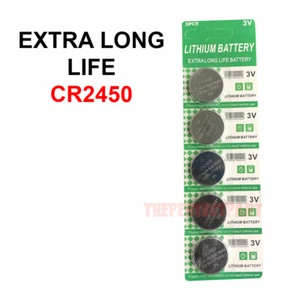 5 PACK Super Fresh Long CR2450 ECR 2450 3v LITHIUM Coin Cell Battery Exp. 2029 - Picture 1 of 12